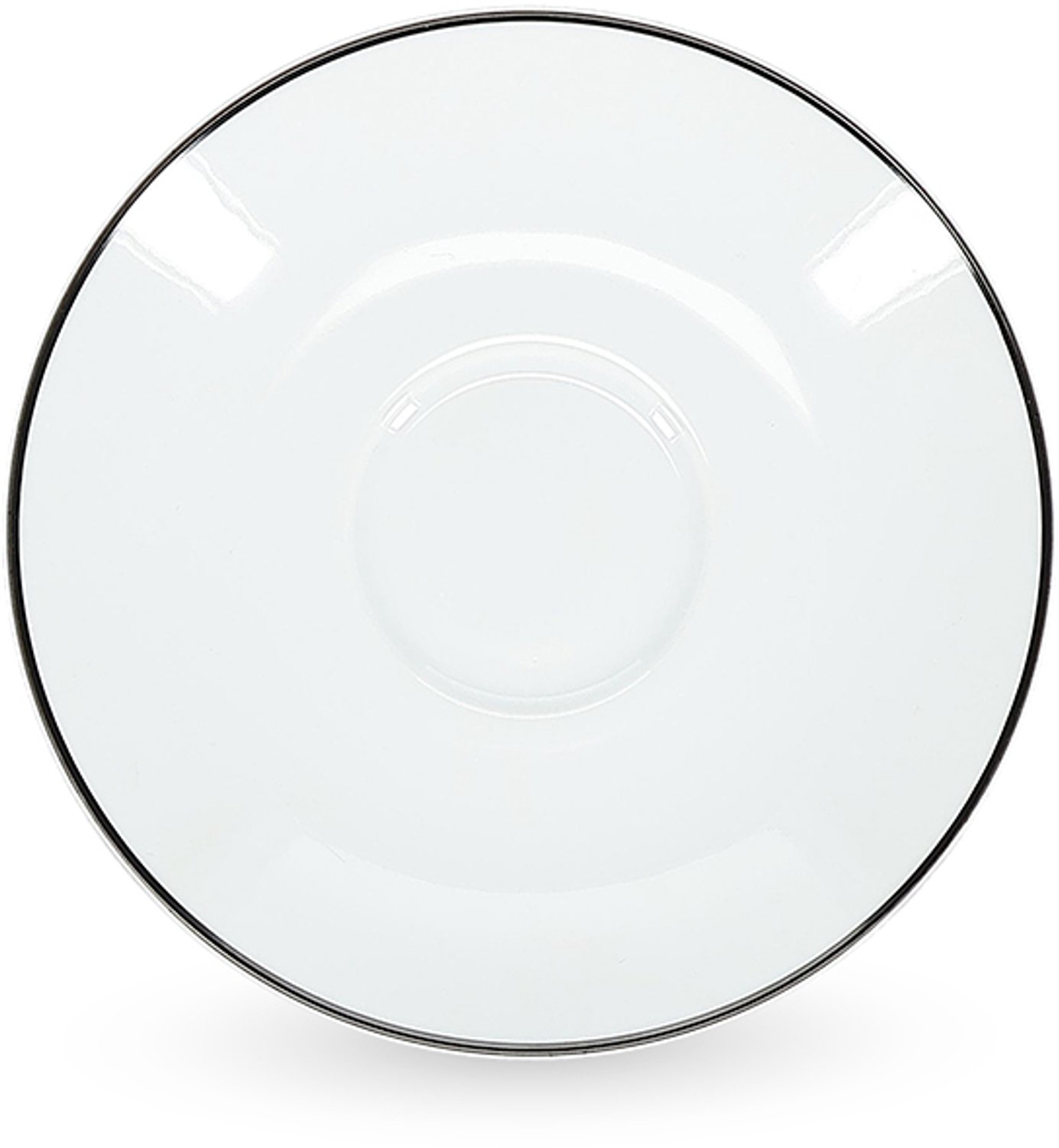 Fameilleur schotel 16,5cm zwart rim Basic wit set van 6 - porseleinen onderschotel voor kopjes, voor koffiekop, theekop en espressokop, vaatwasser- en magnetronbestendig, voedselveilig, servies voor thuis, restaurant en horeca, mooi als cadeau