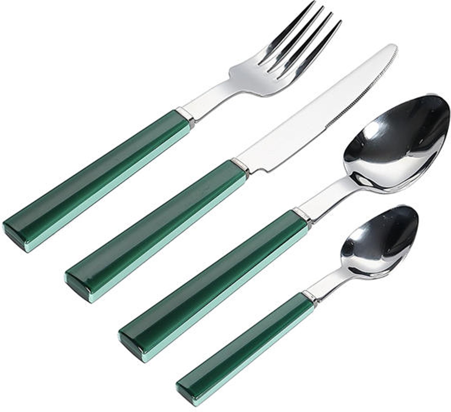Fameilleur bestekset 16-delig mosgroen Poppy - roestvrijstalen bestekset, voor dagelijks gebruik en diner, vaatwasserbestendig, voedselveilig, keukengerei voor thuis, restaurant en horeca, mooi als cadeau