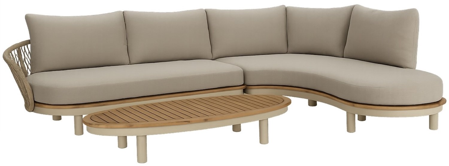 AVH-Collectie Bermuda organische hoek loungeset 3 delig latte Zand / Latte / Linen