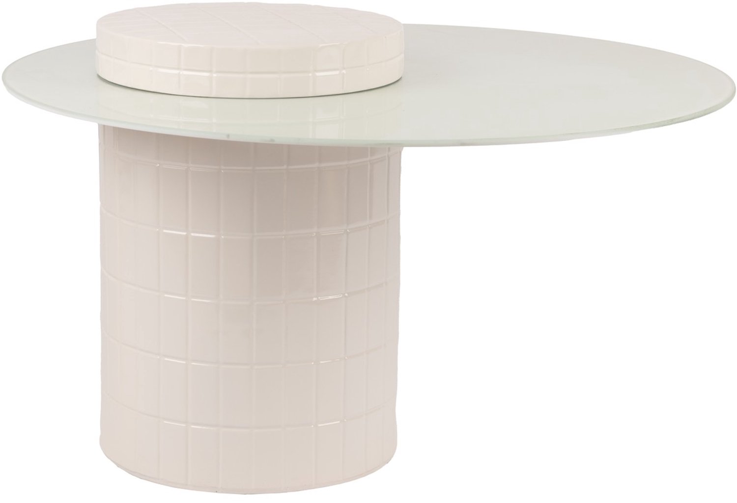 Fameilleur bijzettafel 80xH49cm wit Bowie - glazen design salontafel, voor woonkamer, slaapkamer en hoek naast de bank, woondecoratie voor modern interieur, mooi als cadeau