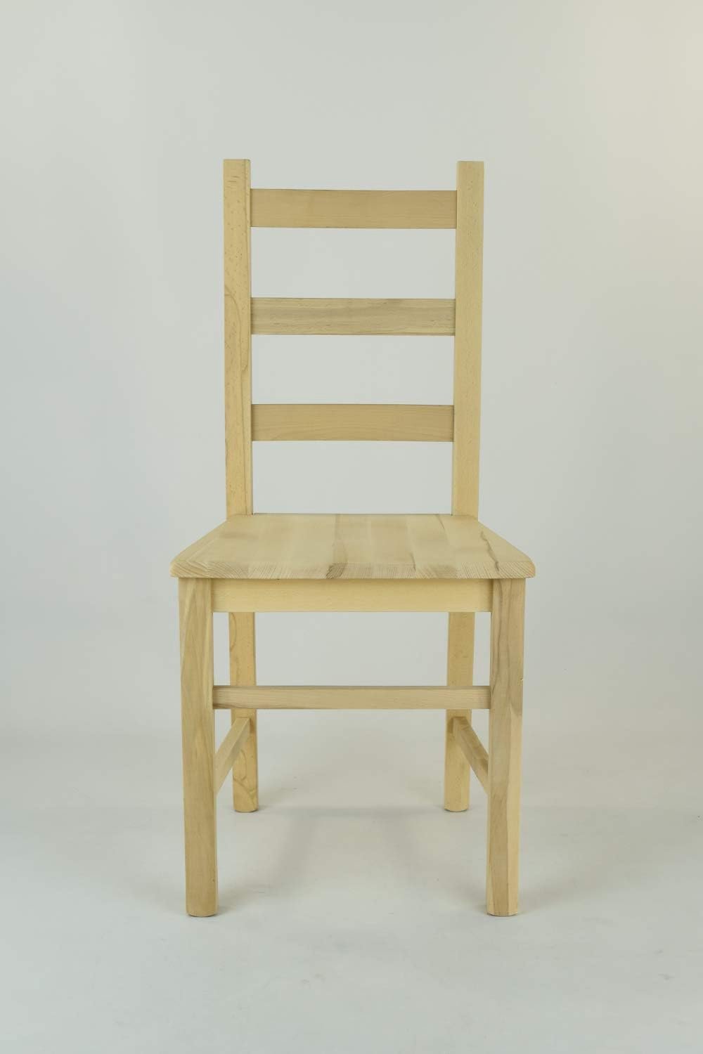 Rustica Klassieke Houten Eetkamerstoelen Set van 4, Massief Beukenhout, Natuurlijke Onbehandelde Afwerking, Ergonomische Rugleuning, Houten Zitting, 42 x 45 x 97 cm, voor Keuken, Eetkamer en Horeca