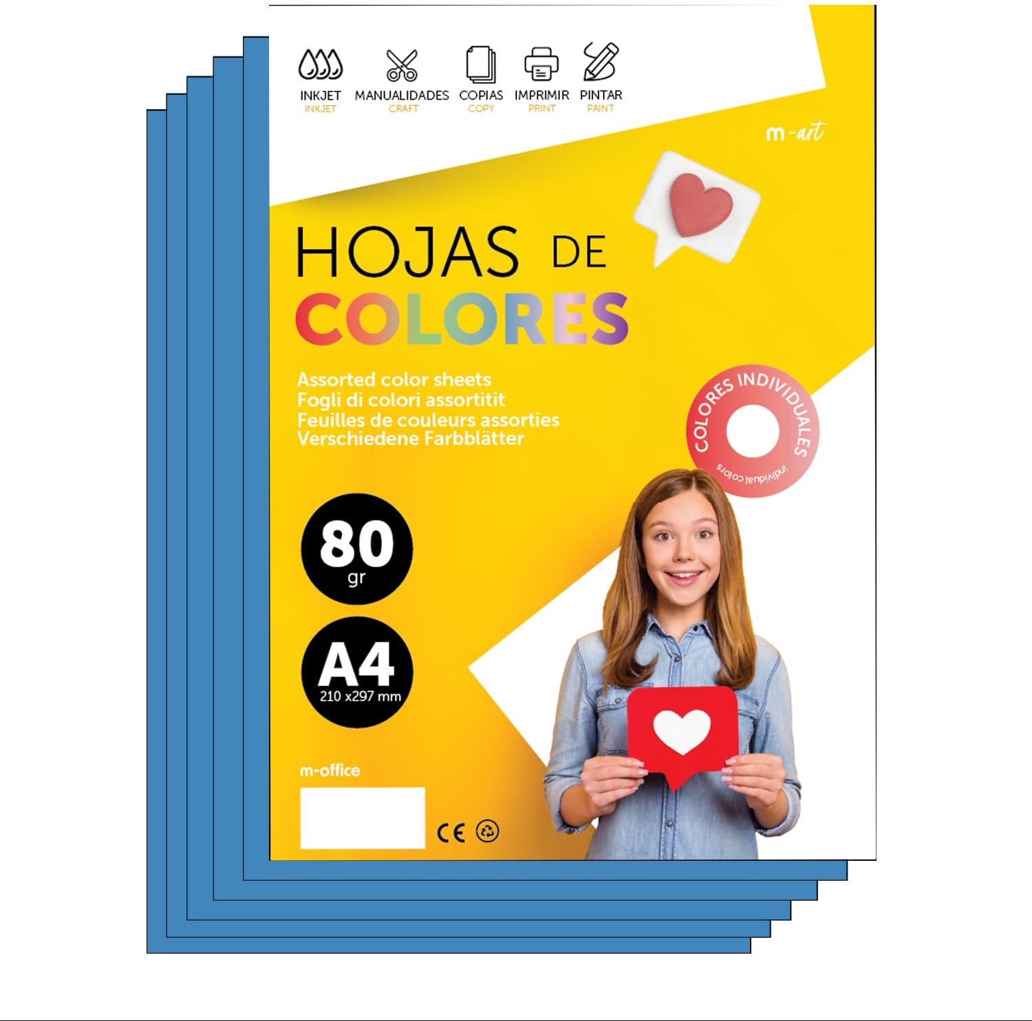 A4 Kleurrijk Papier - 80 g, Blauw, 500 Vellen
