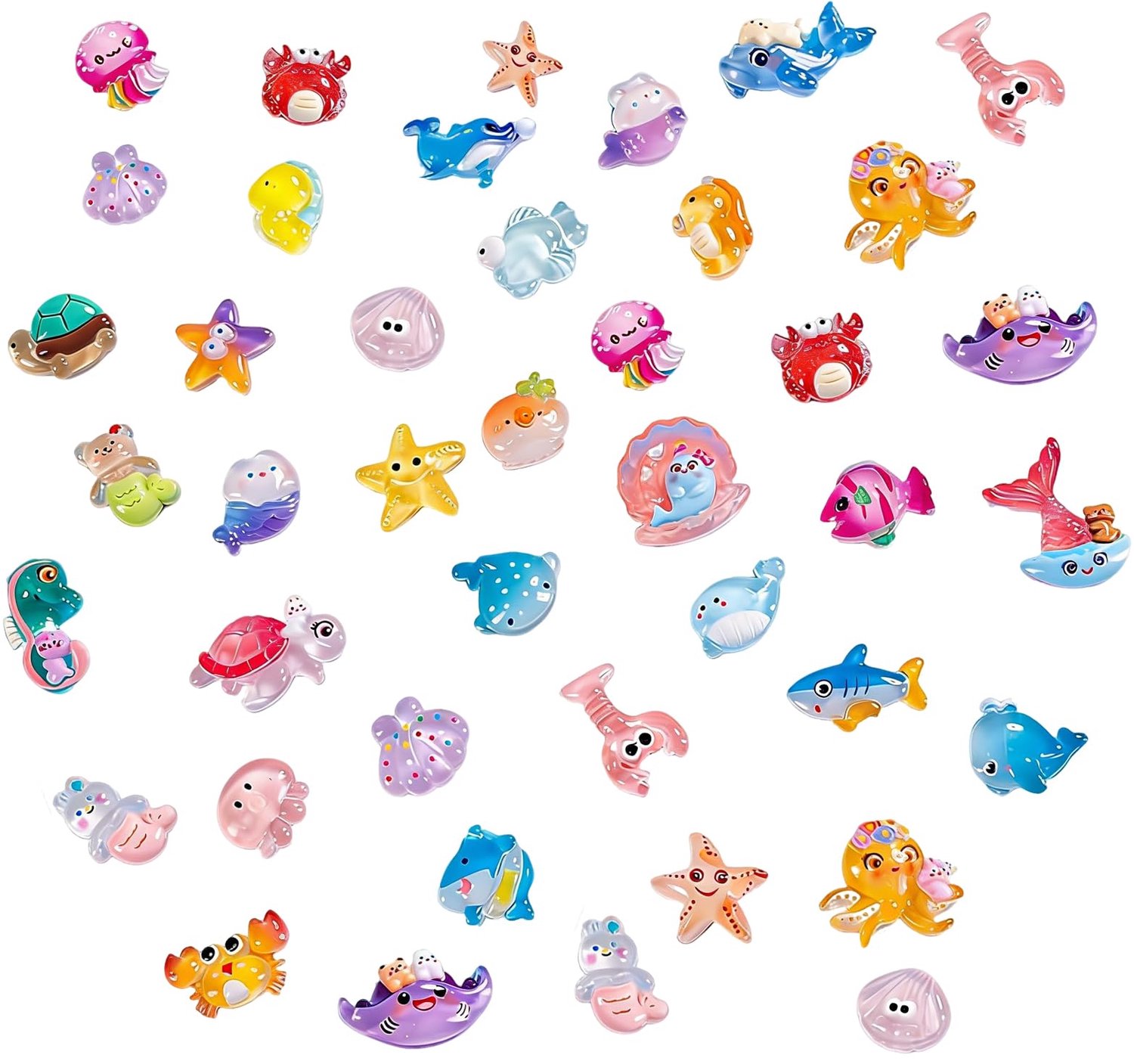 54 Stuks Luminous Mini Zeedieren Figuren