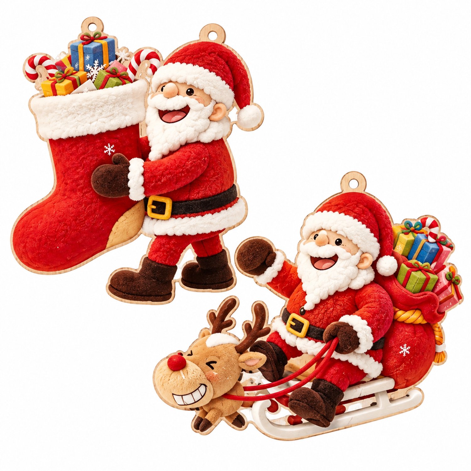K&R Ventures Kerstman kersthangers - 2D - 4 stuks Multicolor