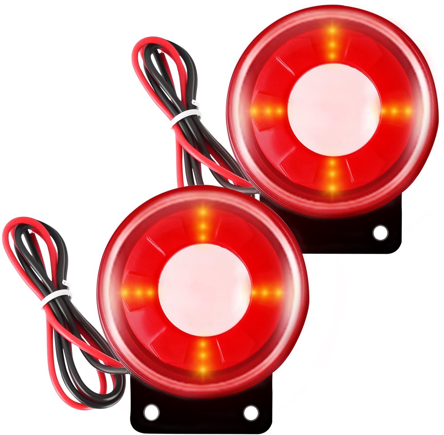 Set van 2 12V Alarmen met Flitslicht en Sirene