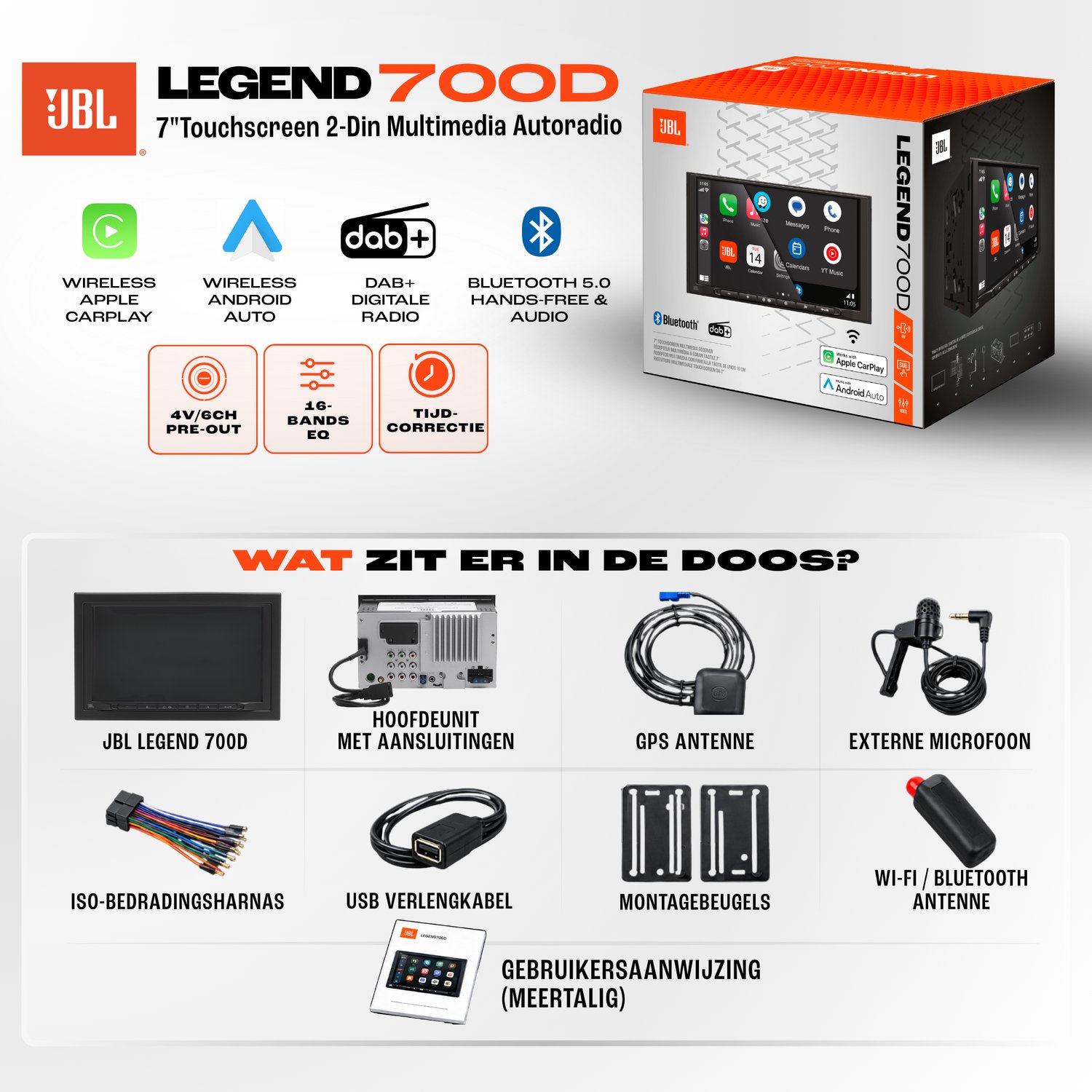 JBL Legendary PACK - Complete Car Audio Set - Legend 700D 7 Inch Autoradio + BassPro Nano Actieve Subwoofer - CarPlay & Android Auto – foto 8