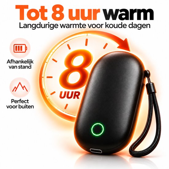 Twenty4seven® Handwarmers Oplaadbaar 5000 mAh - Magnetische Handverwarmer Herbruikbaar met 3 Warmtestanden en USB-C - Warme Handen op de Fiets & Buiten — cadeau in Sport & Outdoor - foto 3