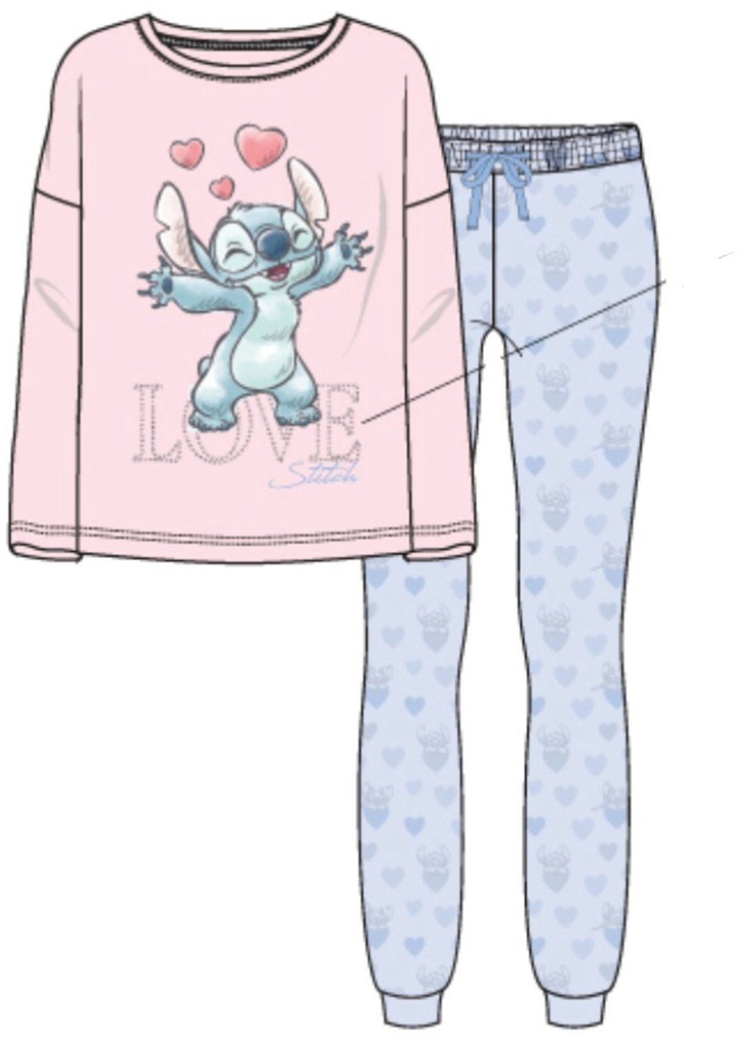 Disney Lilo en Stitch Dames Pyjama Katoen Roze