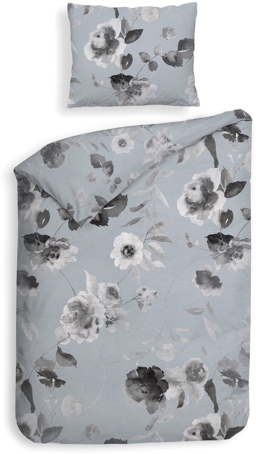 Heckettlane Dekbedovertrek Mira - Mist Grey - Dekbedovertrek van 100% Katoen-Satijn - Dekbedovertrek 140x200-220 cm - Berlijn Mira Mist Grey