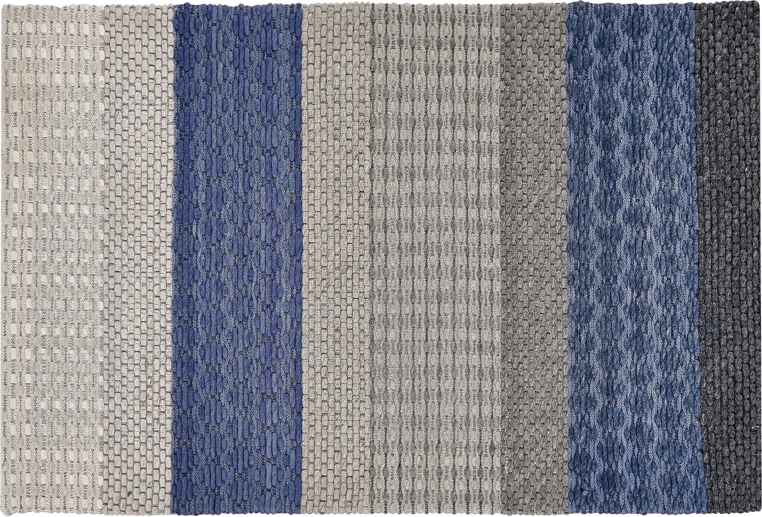 Beliani AKKAYA - Laagpolig vloerkleed - Blauw/Grijs - 140 x 200 cm - Wol Meerkleurig