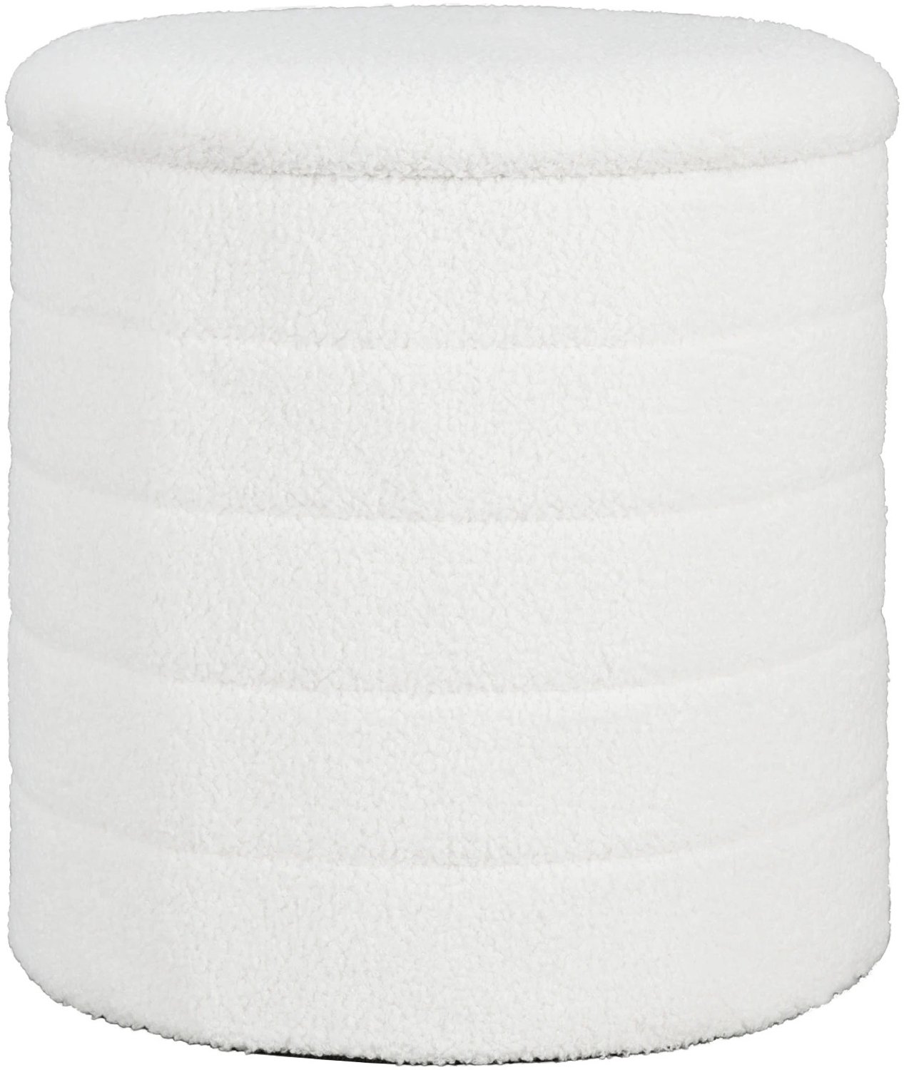 Marqs Poef Wit - Met opbergruimte - Rond - Hocker - Voetenbankje - Kruk - Teddyfleece - Tafelfunctie - Hoogte 43cm - Diameter 43cm