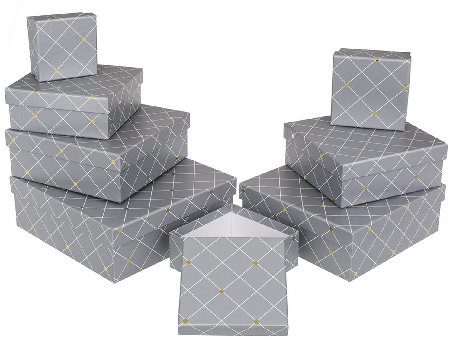 Cadeaudozen Set van 8 - Geschenkdozen - Cadeauverpakking - Decoratieve Dozen - Robuuste Kartonnen Constructie - 22,5 x 22,5 x 8 cm