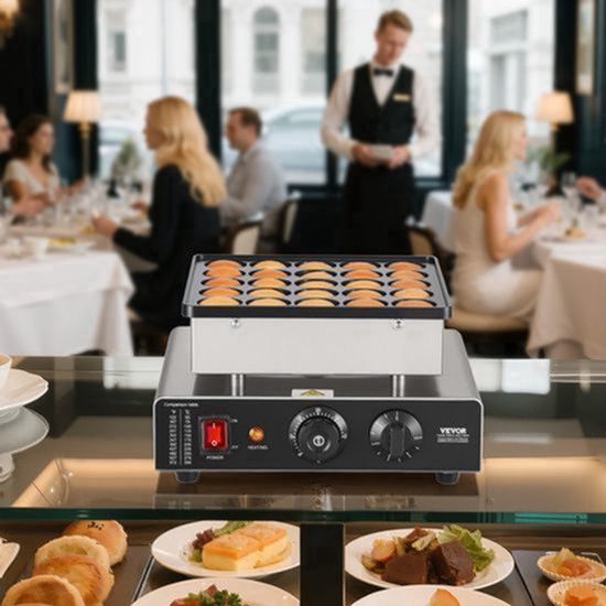 Mini Pannenkoekenmaker 25 Mini-Pannenkoeken - 43 mm Diameter - Roestvrij Staal - Elektrisch Wafelijzer - Poffertjes Grill - Voor Thuis En Restaurant — cadeau in Cadeau-ideeën - foto 3