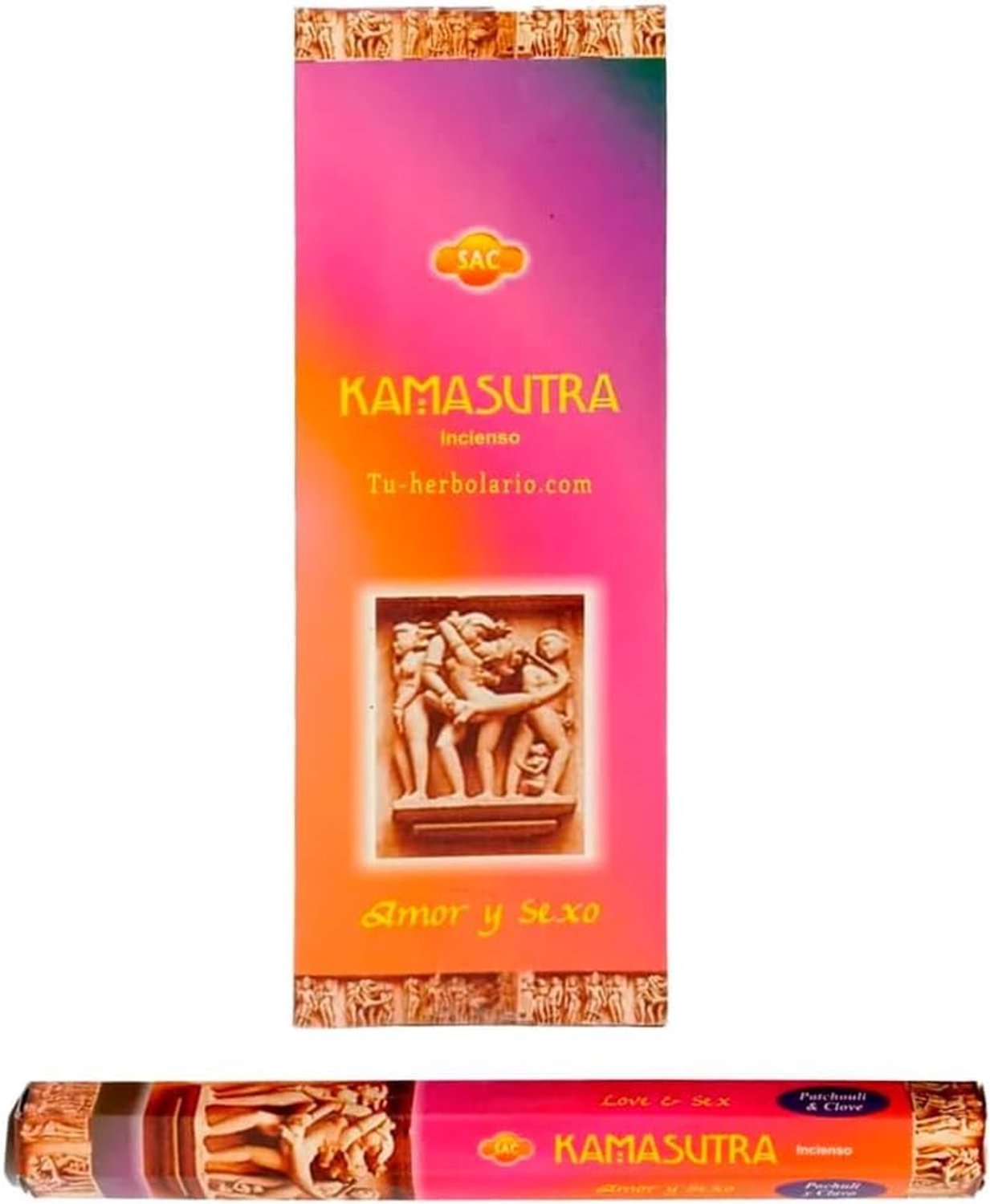 Kamasutra Wierook | Box met 6 Hexagonale Buizen | Oriental Geur met Patchouli en Sandelhout