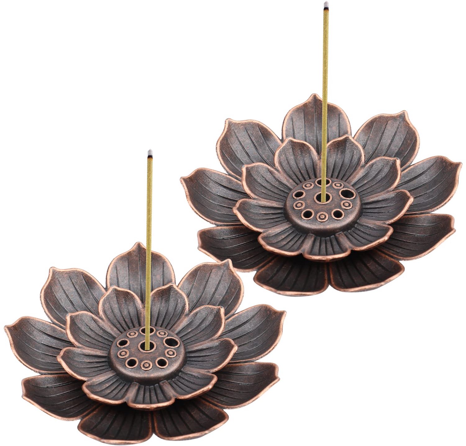2 Stuks Lotus Wierookbrander - Messing Wierookhouder voor Stokjes en Kegels