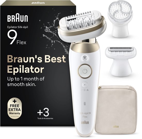 Braun Silk·épil 9 Flex 9-060 3D - Wet & Dry Epilator - Langdurig Gladde Huid - Volledig Flexibele kop - Ladyshave Scheerkop, Trimmerkam en Exfoliatieborstel
