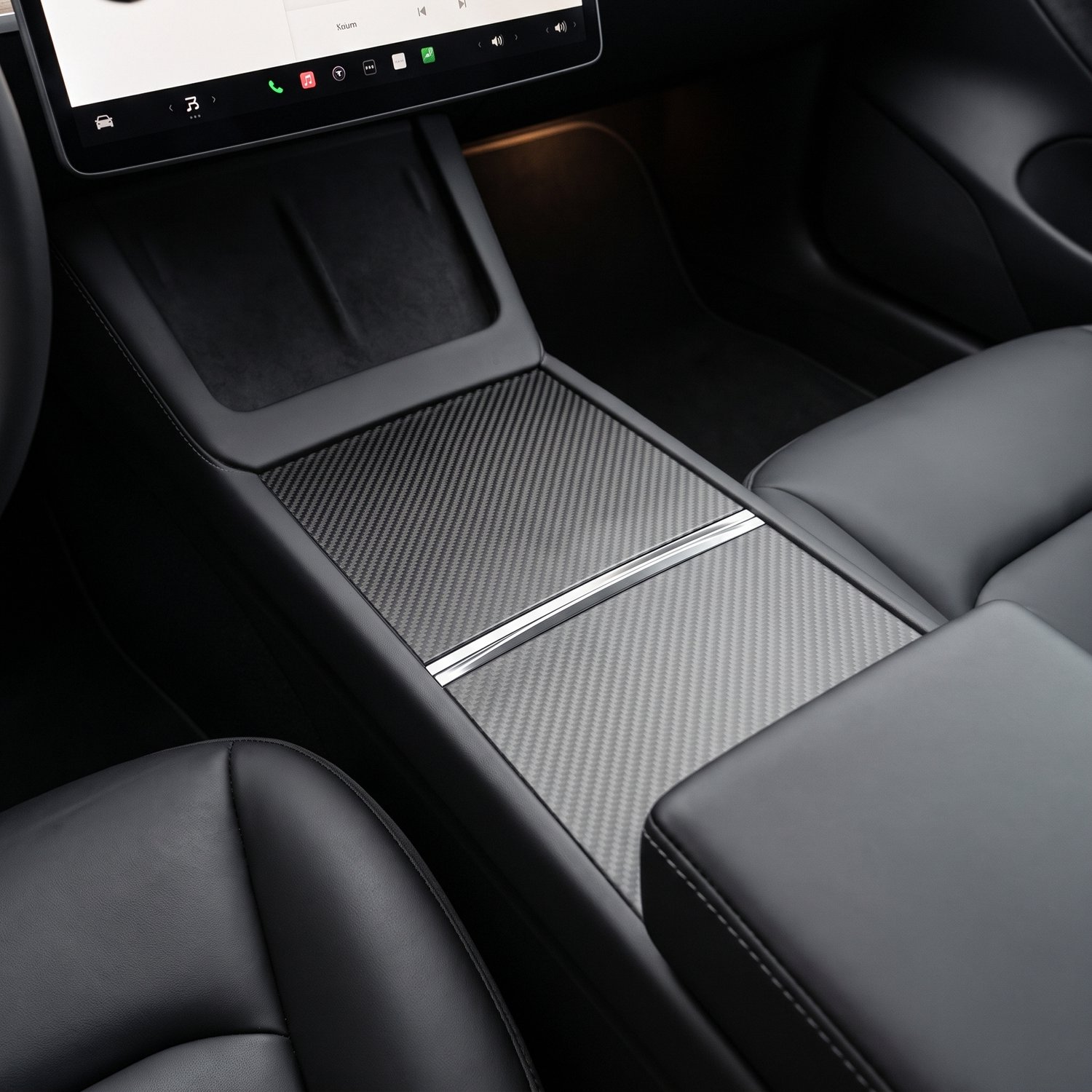 Wieport central panel carbon stickers - Geschikt voor Model 3 Highland / Model Y Juniper (2024+)