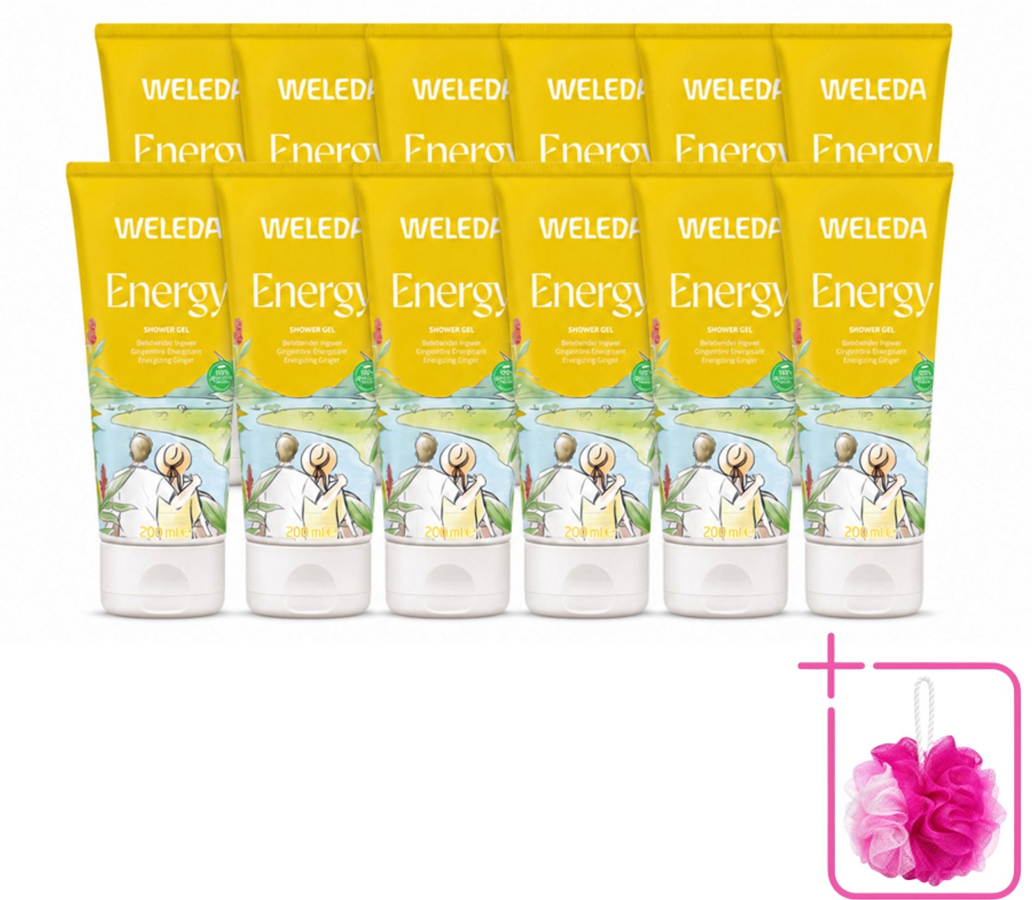 12 x WELEDA - Douchegel Aroma Shower Energy - 200 ml - Bulkverpakking - Energie - Douchemop - Energieboost