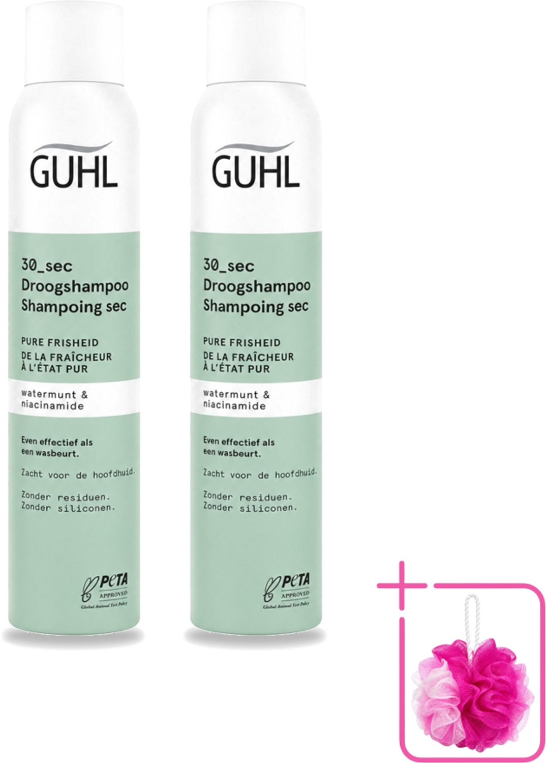 2 x Guhl – Droogshampoo – Pure Frisheid 30 sec – 200 ml - Bulkverpakking - Droogshampoo - Douchemop - Fris haar