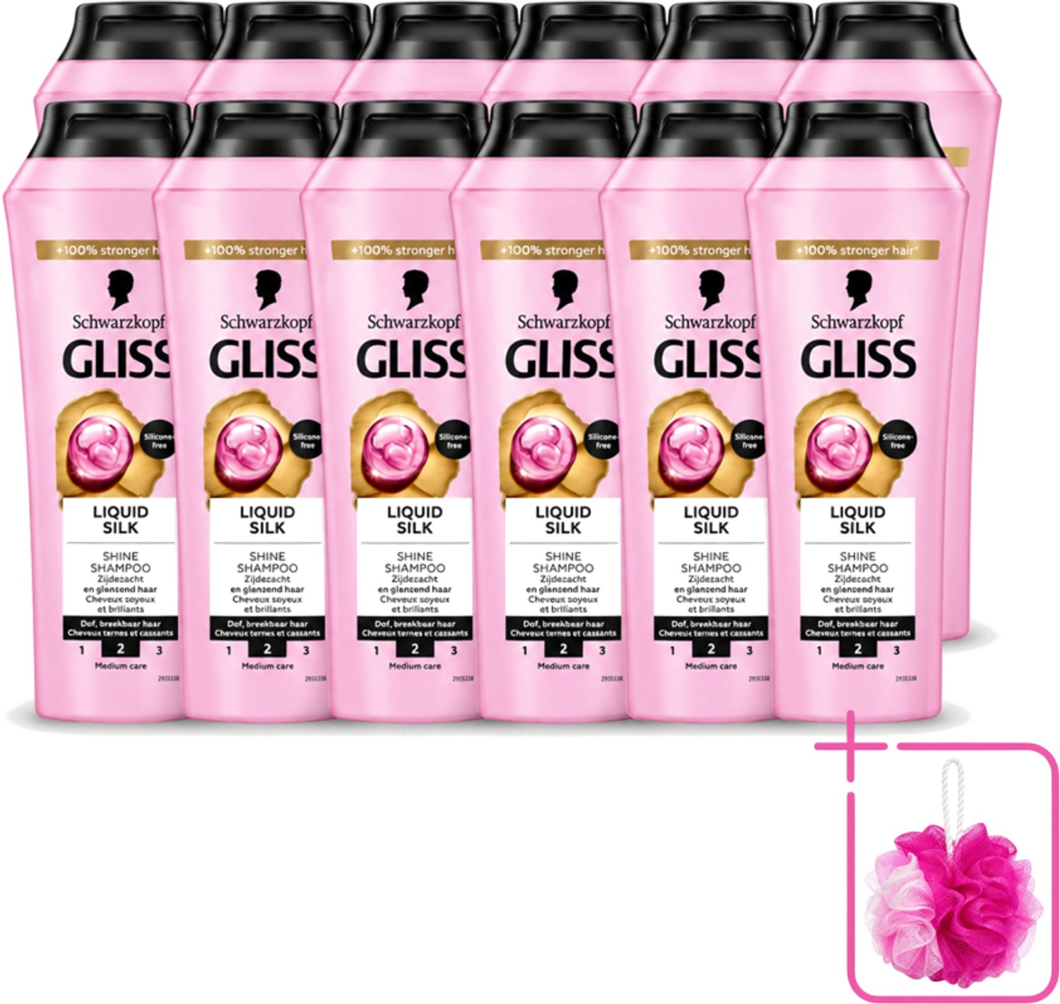 12 x Gliss - Shampoo - Liquid Silk - Voor Glanzend en Zijdezacht Haar - 250 ml - Bulkverpakking - Glans haar - Douchemop - Zijdezacht haar
