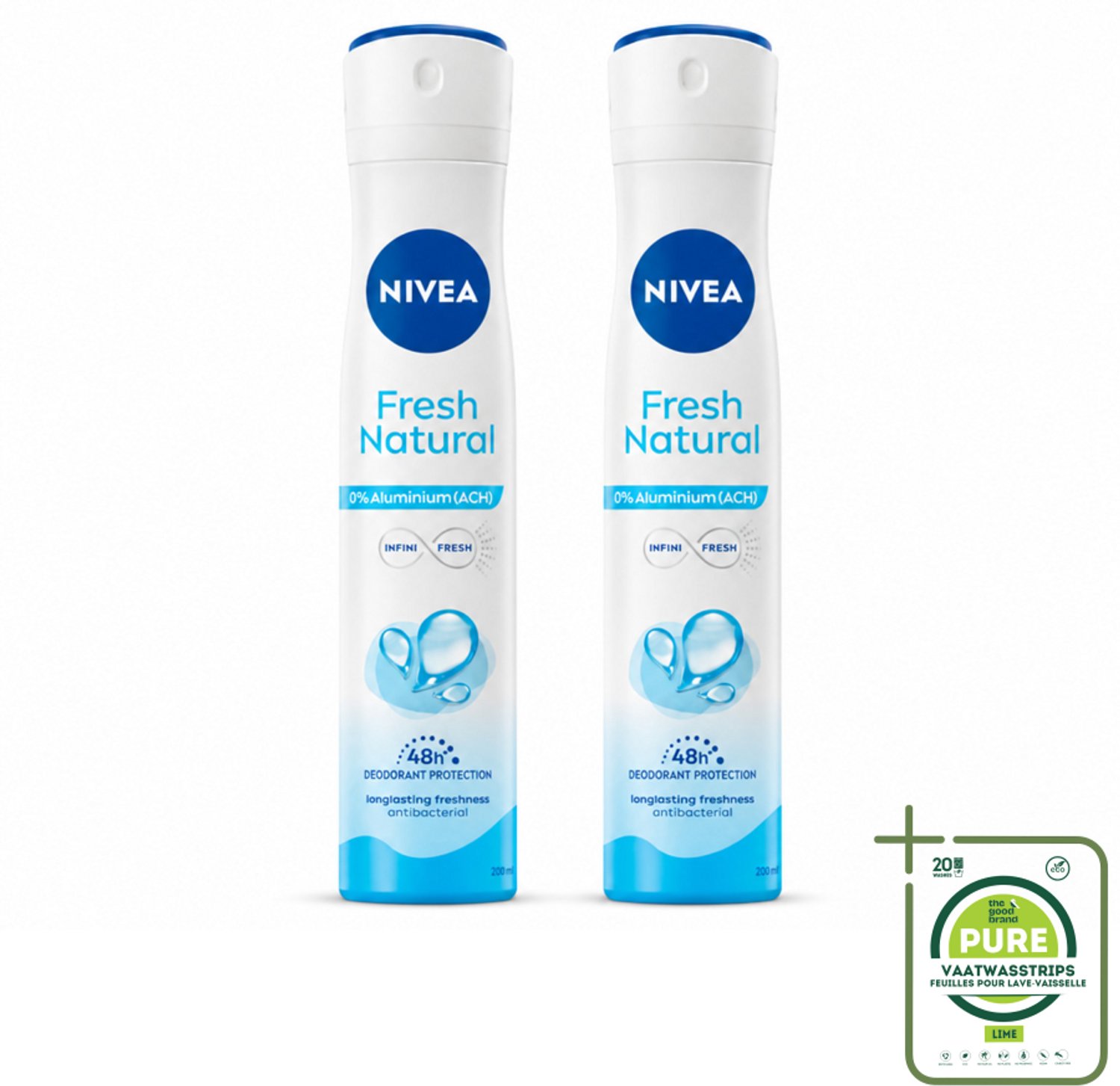 2 x Nivea - Deodorant Spray - Fresh Natural - 0% Aluminium - 200 ml - Grootverpakking - NIVEA Fresh Natural - 0% Aluminium - Fris Gevoel - Natuurlijke Deodorant - Oceaanextracten