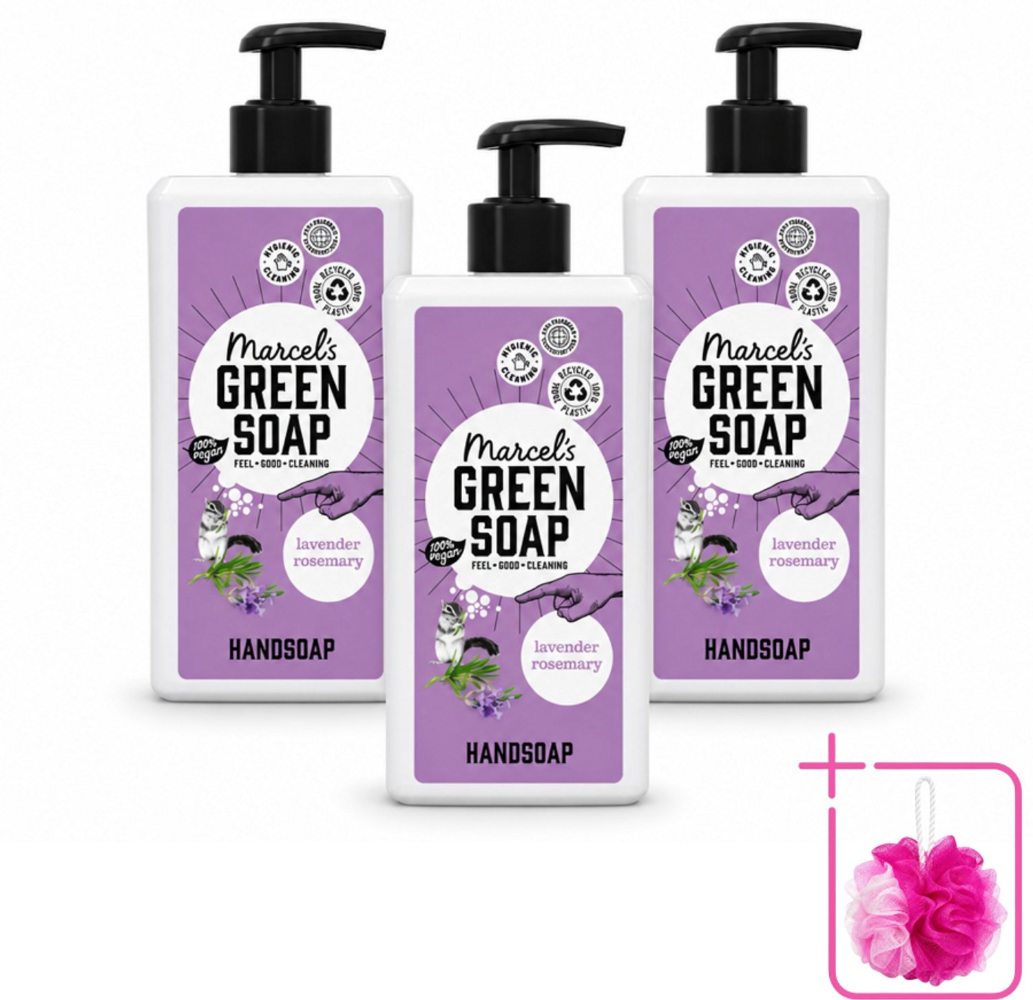 3 x Marcel's Green Soap - Handzeep - Lavender & Rozemarijn - Voor dagelijks gebruik - 500 ml - Bulkverpakking - Handzeep - Douchemop - Natuurlijke handzeep