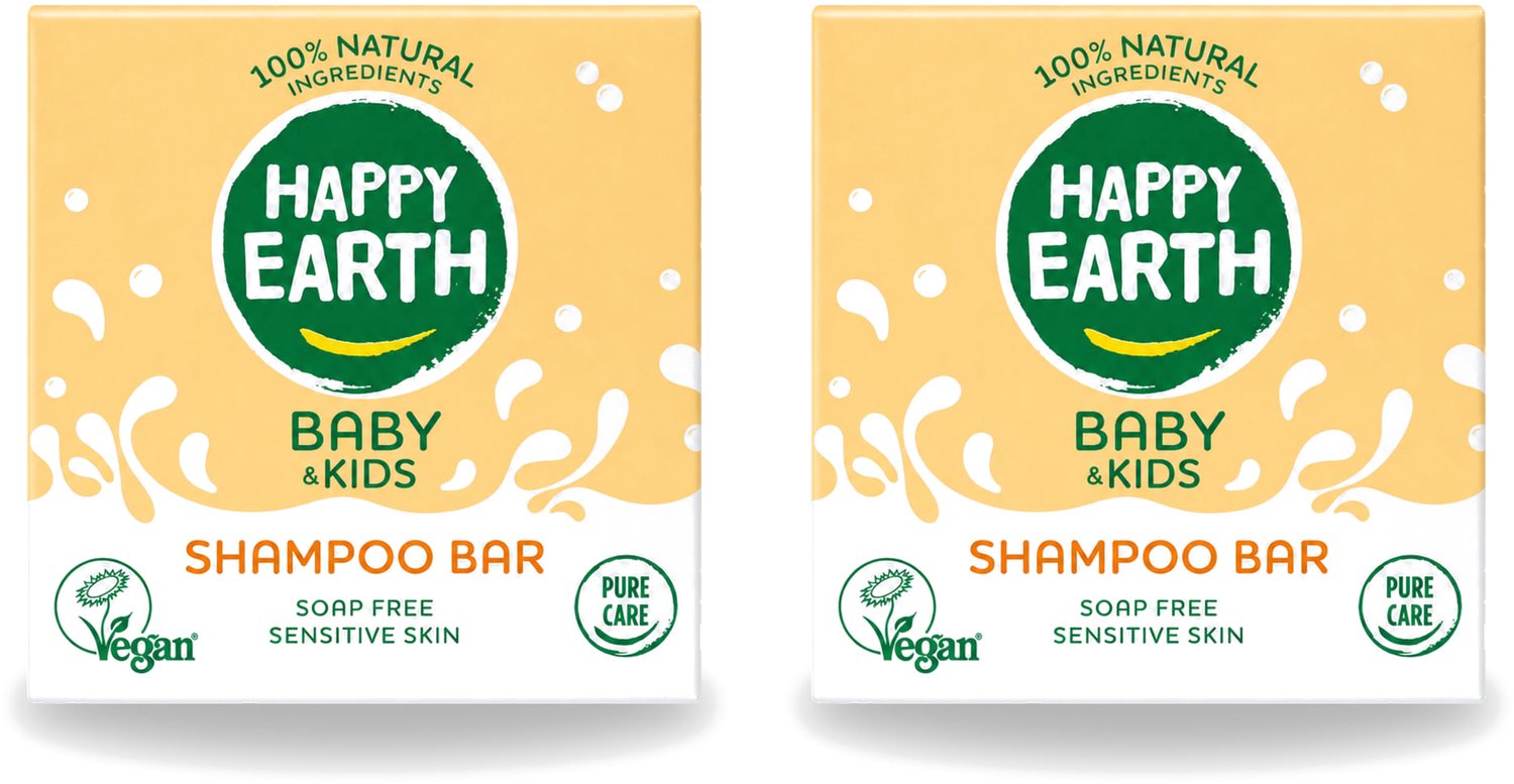 2 x Happy Earth – Shampoo Bar – 100% Natuurlijk Baby & Kids – 50 g - Voordeelverpakking - 2 stuks