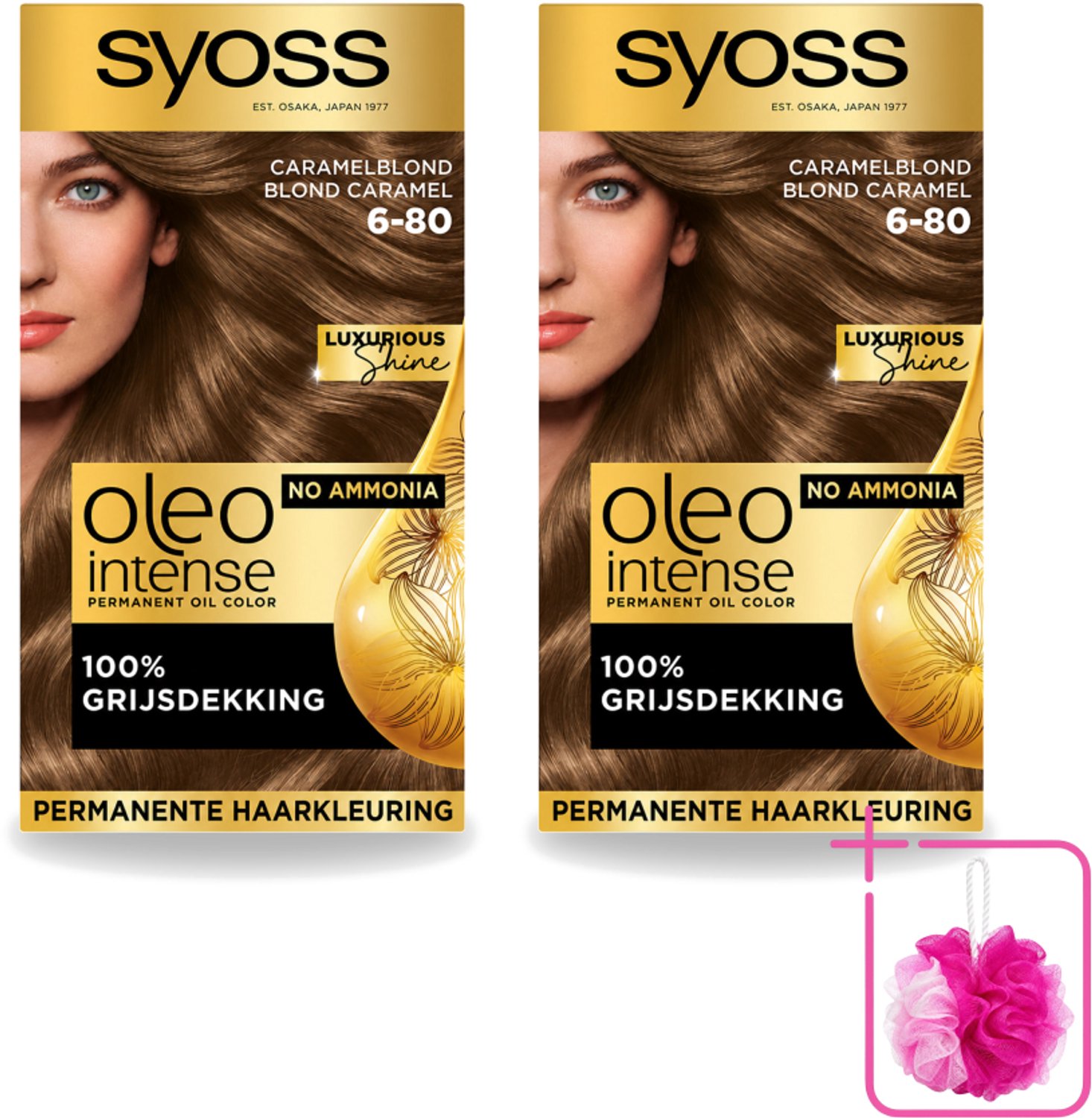2 x SYOSS - Oleo Intense 6-80 - Haarverf - Permanente Haarkleuring - Caramelblond - Langdurige Kleur - Bulkverpakking - Haarkleur - Douchemop - Caramelblond