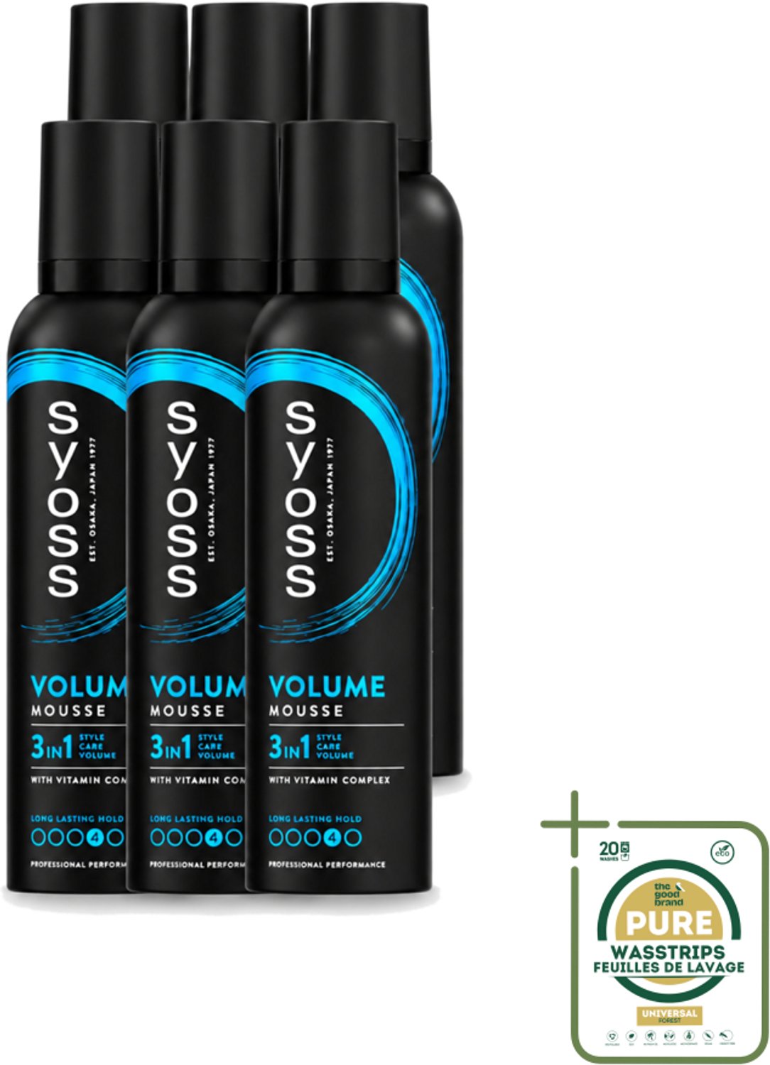 6 x Syoss - Volume - Haarmousse - Langdurige Volume - 250 ml - Wasstrips - Haarmousse Volume - Haarmousse Salonkwaliteit - Haarmousse Voor Fijn Haar - Haarmousse Voor Lift - Haarmousse Voor Body