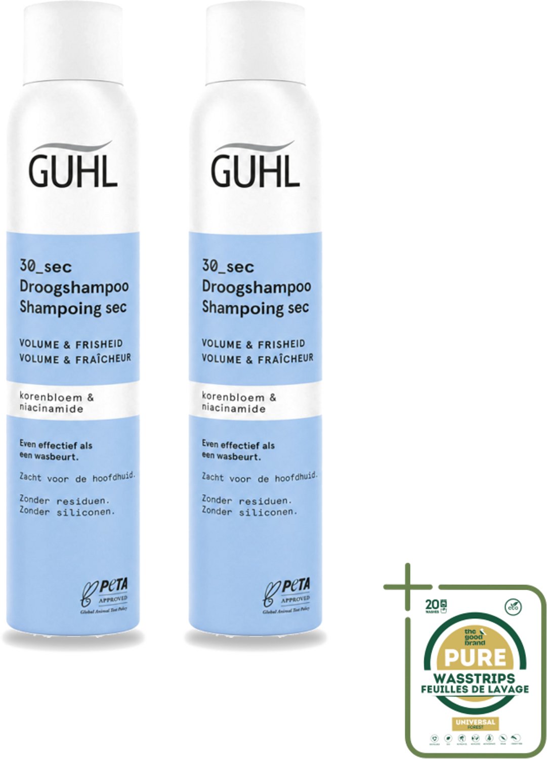 2 x Guhl – Droogshampoo – Volume & Frisheid 30 sec – 200 ml - Wasstrips - Droogshampoo - Haar Volume - Haar Frisheid - Haar Reiniging - Haar Verfrissend