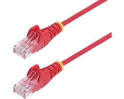 StarTech.com 15m Dunne CAT6 Ethernet Kabel, Rood, Snagless, 100W PoE, UTP, LSZH, 28AWG Pure Koperdraad, Slim RJ45 Netwerk Patchkabel met Trekontlasting, Fluke Getest