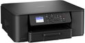 Zwarte Brother DCP-J1310W printer, schuin vooraanzicht met bedieningspaneel en lcd-scherm.