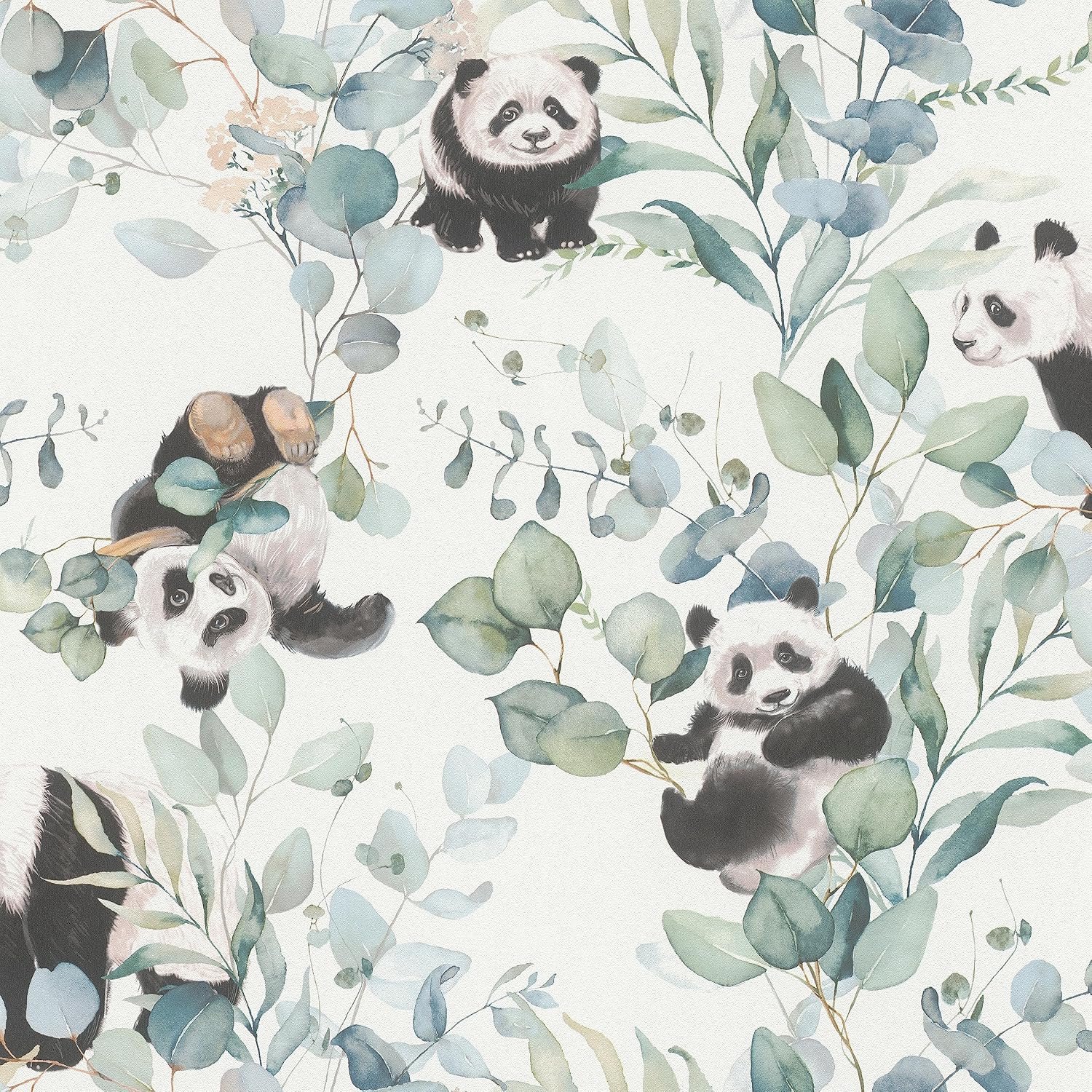 Rasch Kinderbehang 301144 - Eucalytpus & Panda, Vlies, 10m x 0.53m