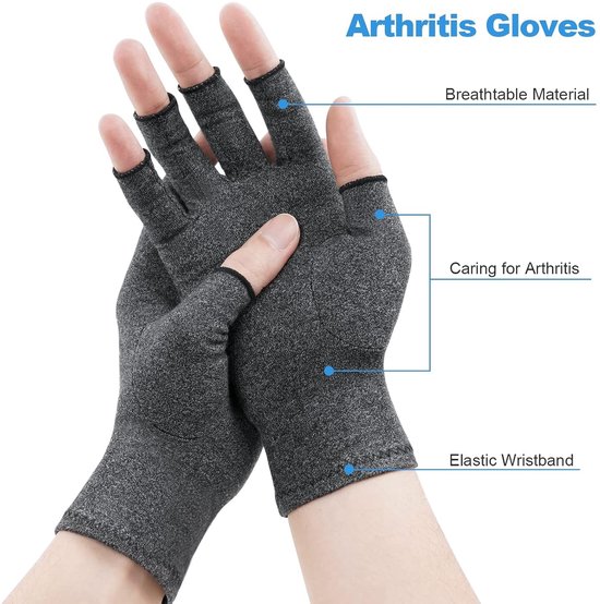 Arthritis Handschoenen voor Pijnverlichting - Ademend, Comfortabel en Vingerloos Ontwerp voor Ondersteuning en Warmte (L) — afbeelding 2