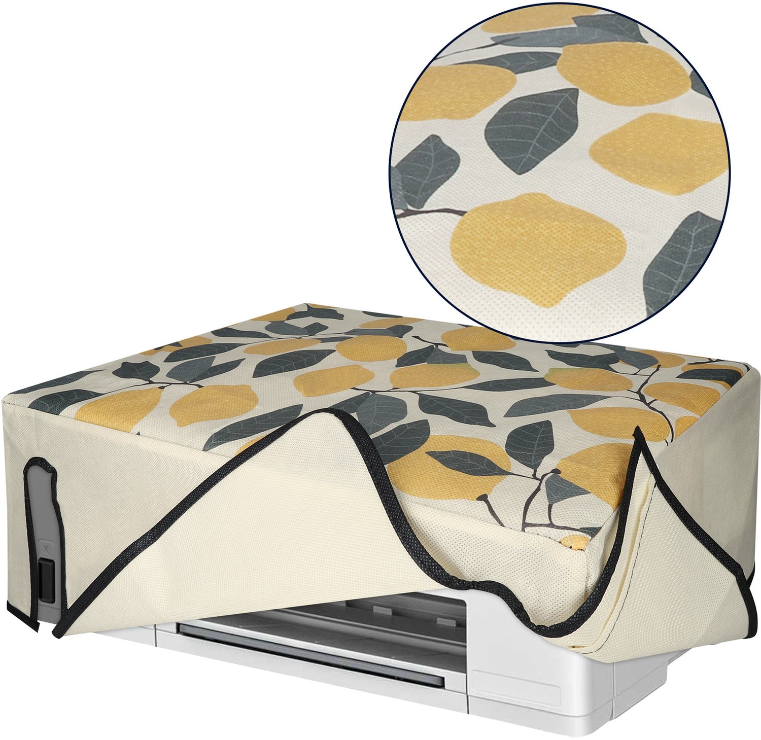 kwmobile hoes geschikt voor HP Smarttank 5105 / Smarttank 5101 - Beschermhoes voor printer - Cover in geel / groen / beige - Citroenboom design