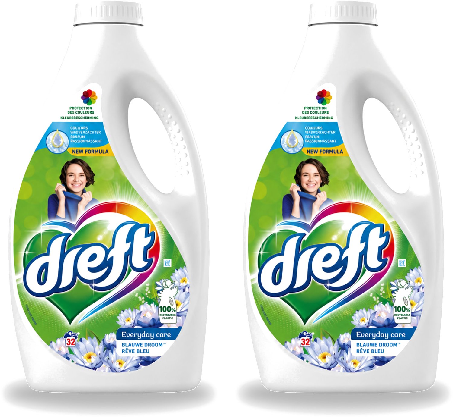 2 x Dreft – Vloeibaar Wasmiddel – Blue Dream – 32 Wasbeurten - Voordeelverpakking - 2 stuks