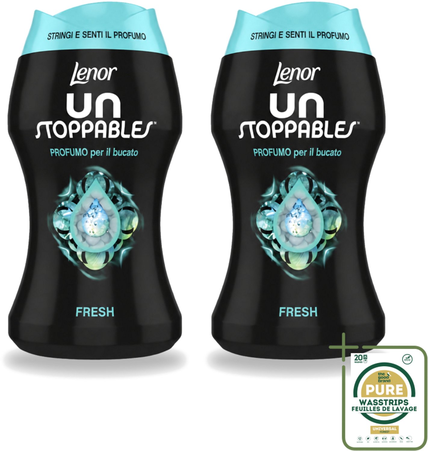 2 x Lenor Unstoppables – Geurbooster – Fresh - 10 Wasbeurten - 140 g - Wasstrips - Geurbooster Was - Frisheid Was - Geurparels Was - Wasgeur - Frisheid Kleding