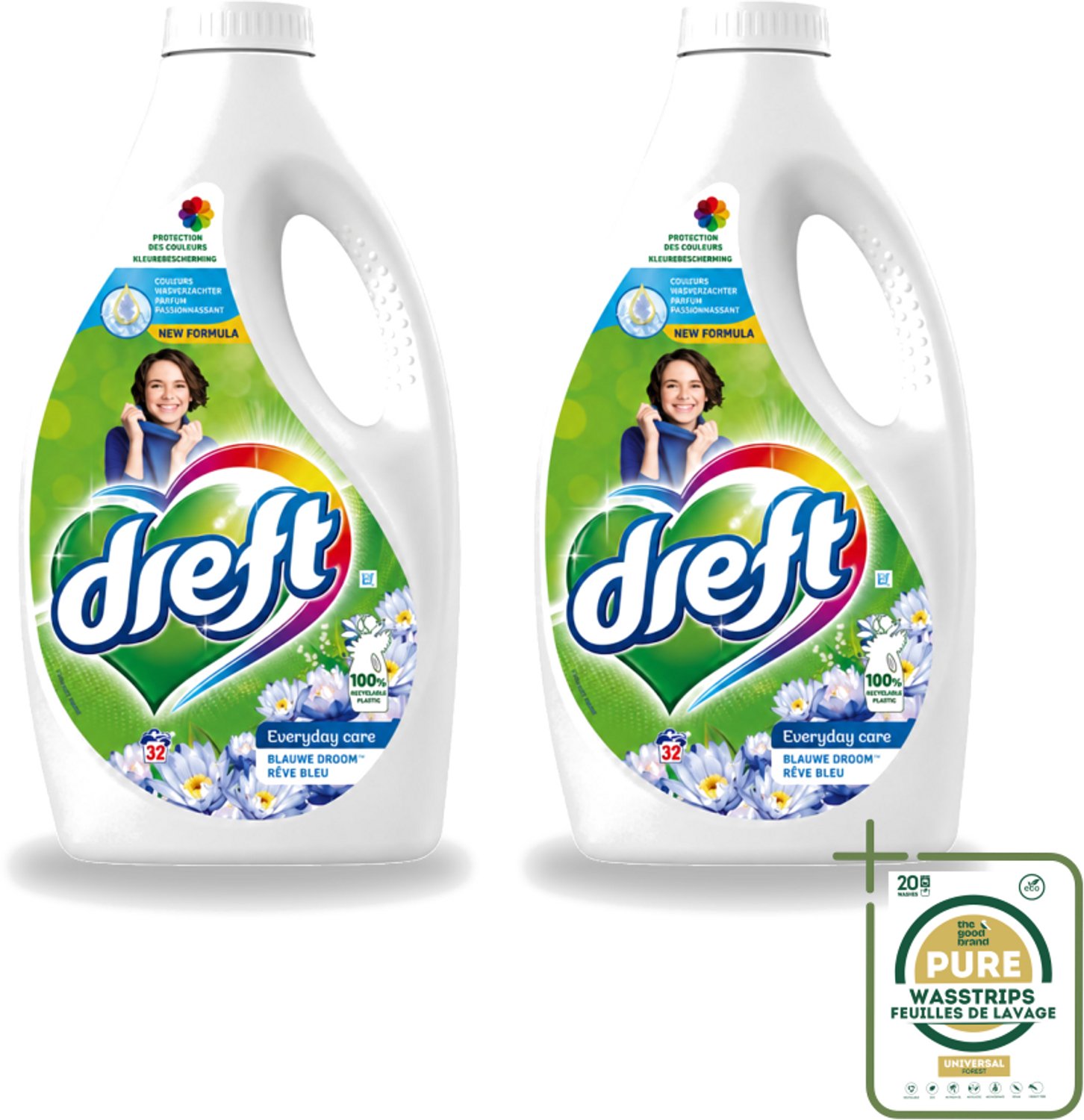 2 x Dreft – Vloeibaar Wasmiddel – Blue Dream – 32 Wasbeurten - Wasstrips - Wasmiddel - Vloeibaar Wasmiddel - Blue Dream - Vlekverwijdering - Kleding Reinigen