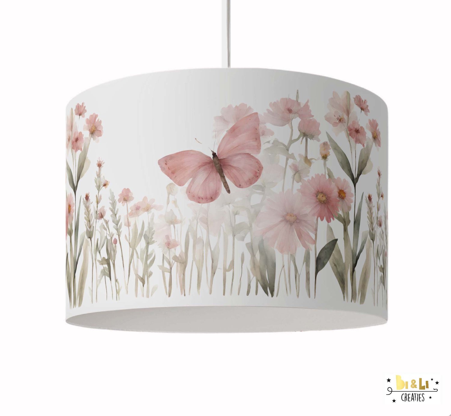 Hanglamp Bloemen & Vlinders-kinderkamer-verlichting-vlinders-incl pendel-bloemen-E27
