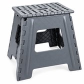 BOECK - Inklapbare Opstapkruk Zwart – Stevig Plastic Trappetje met Anti-Slip – Draagbaar Opstapje voor Keuken, Badkamer & Huis