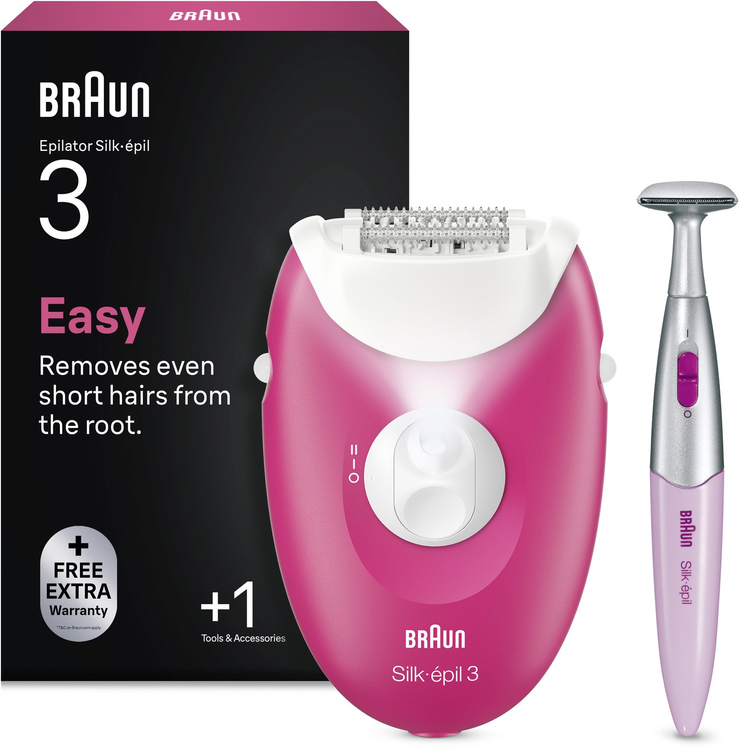 Braun Silk·épil 3 - Snoergebonden Epilator - 3-202 - Langdurig Gladde Huid - Inclusief Bikini Trimmer - Roze