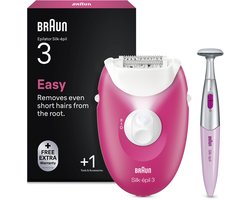 Braun Silk·épil 3 - Snoergebonden Epilator - 3-202 - Langdurig Gladde Huid - Inclusief Bikini Trimmer - Roze