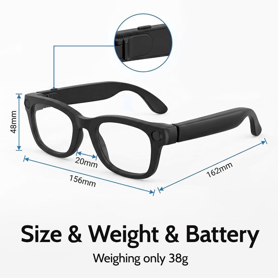 AI Smart Glasses - 8MP Camera met Real-Time Vertaling & Stemaassistent, Open-Ear Audio, 38g Lichtgewicht Zonnebril — afbeelding 2