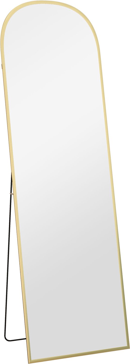 Homona Staande passpiegel met boogvorm - Vrijstaand of voor wandmontage - Met aluminium frame - 50 x 1,5 x 170 cm - Goud