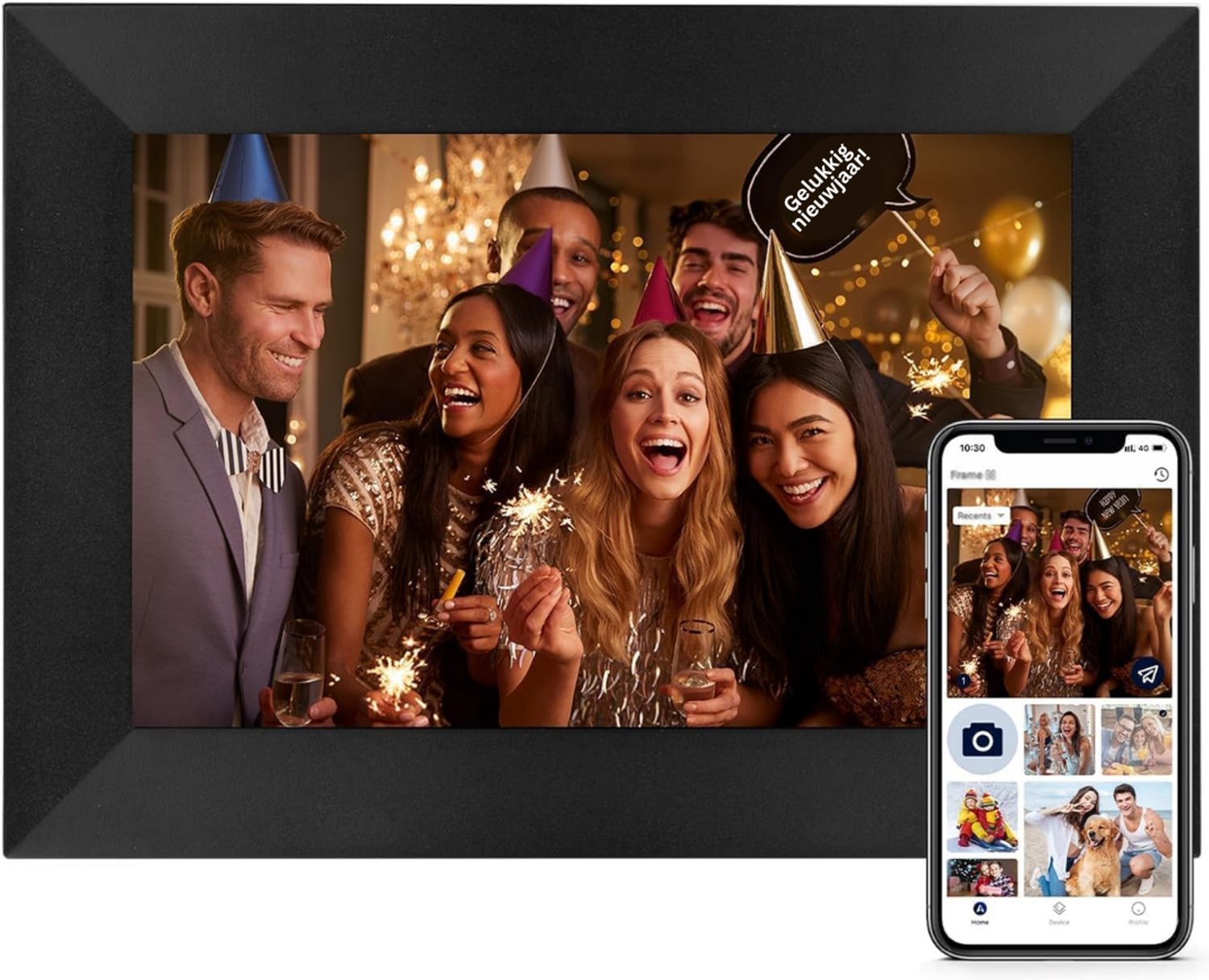 SNJY® Digitale Fotolijst - Digitaal Fotolijstje - Digitaal Fotokader - Touchscreen - 8 Inch/20,3 cm - 32GB - Zwart