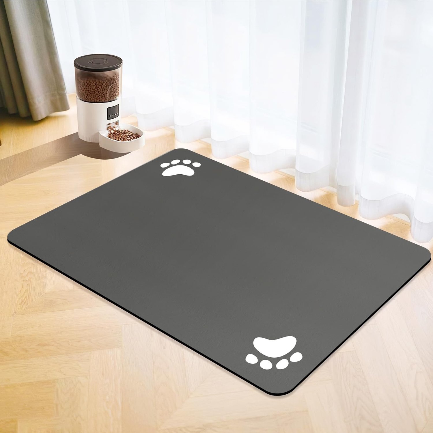 Voedselmat voor Huisdieren - Antislip en Absorberend - Donkergrijs, 60 x 90 cm