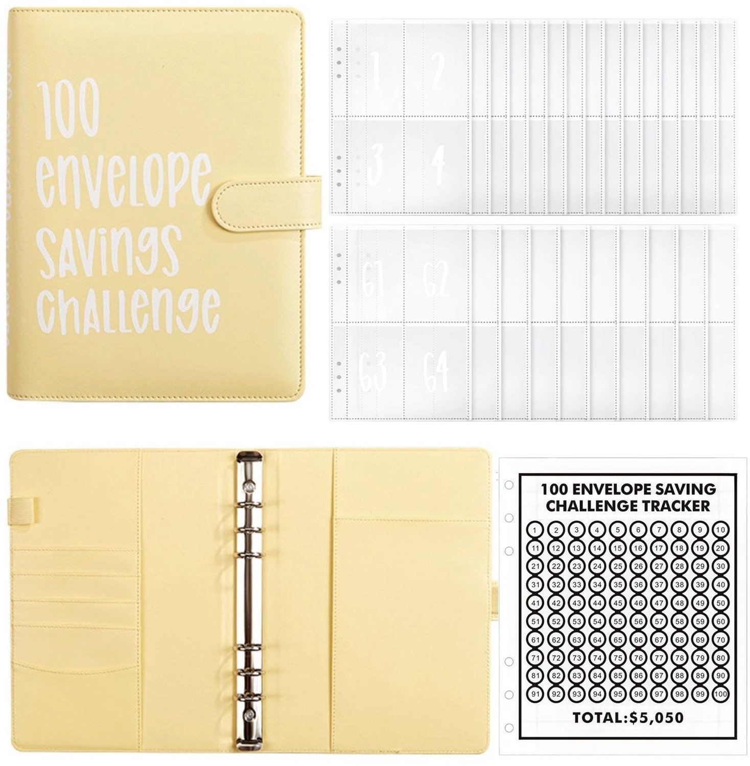 Spaarboek A5 - Kunstleer - 100 Enveloppen - Budgetplanner - Geldbesparende Map - Waterdicht - Flexibel Ontwerp - Budgetboek