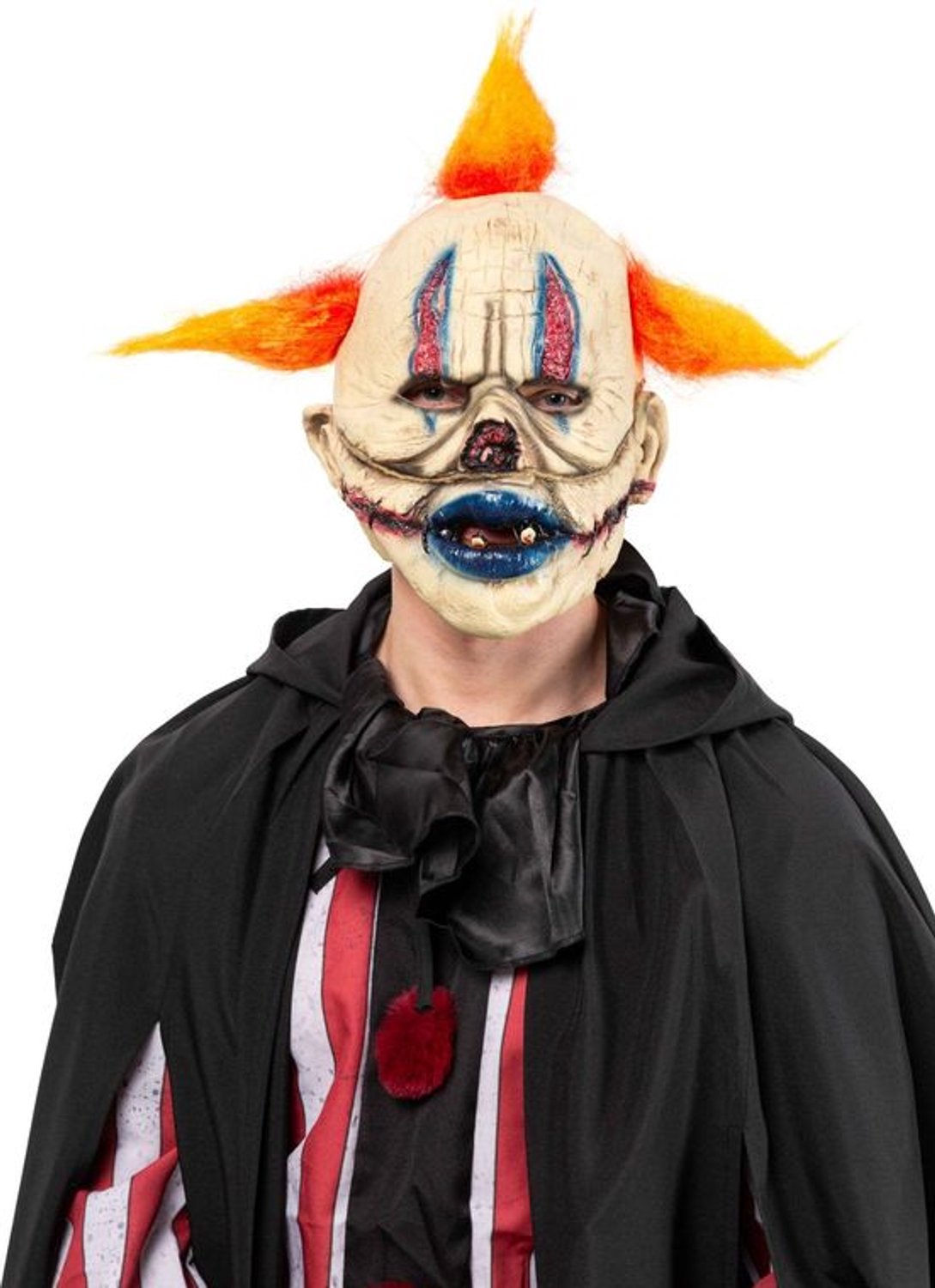 Eng Clown Masker met Oranje Haar – Horror Clown – Halloween & Carnaval