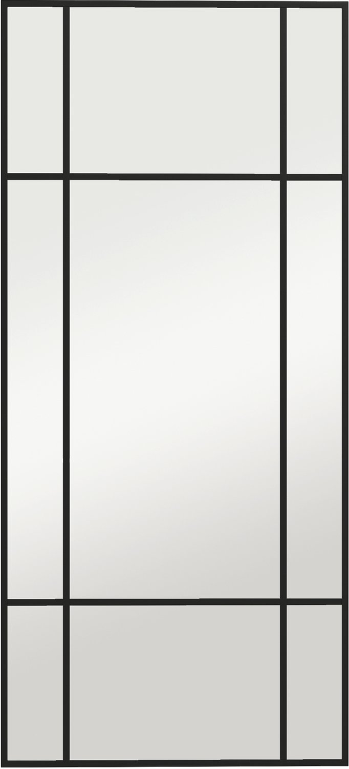 Homona Wandspiegel met metalen frame - Gitterdesign - Verticaal en horizontaal monteerbaar - 50 x 2 x 110 cm - Zwart