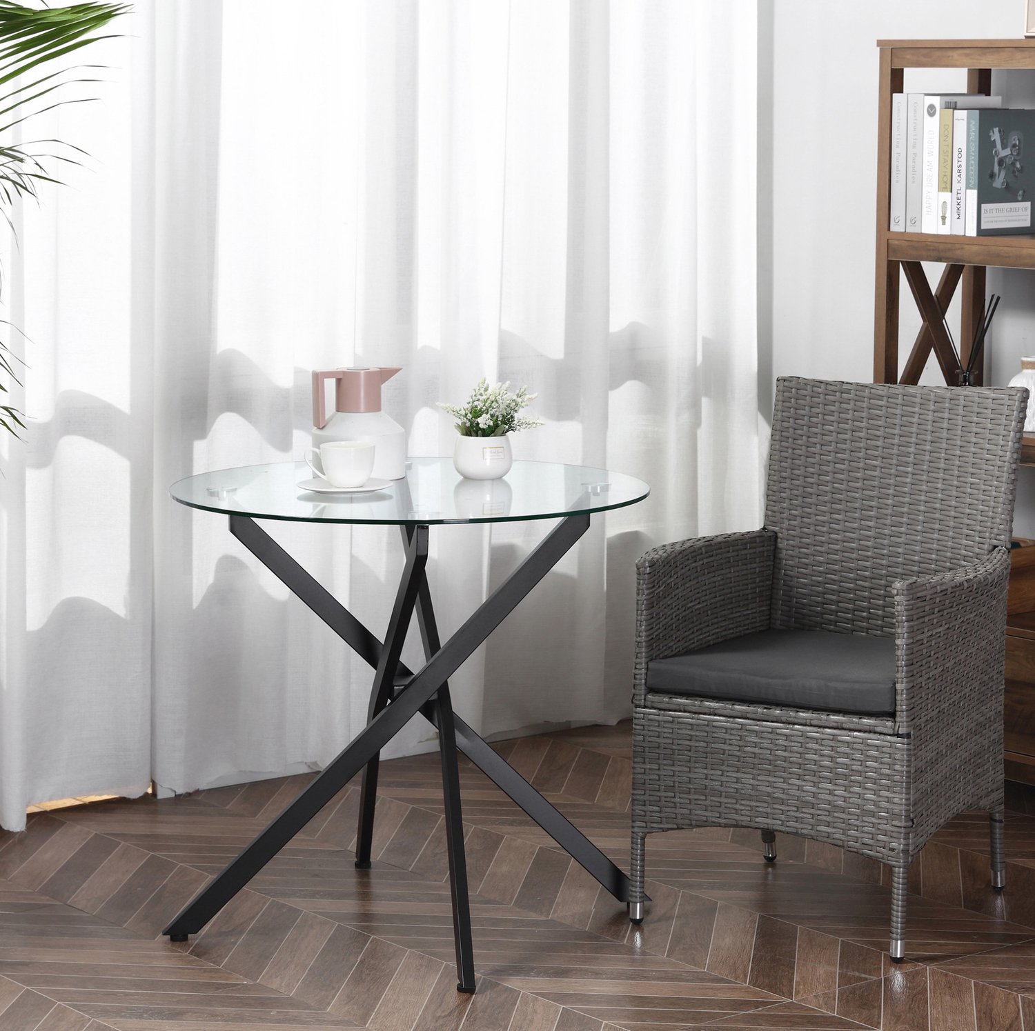 CHICFURN Salontafel - rond - verstelbare voeten - X-poot - zwart